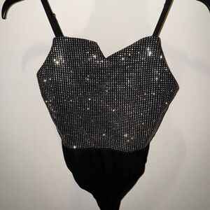 black sparkly tank top body suit